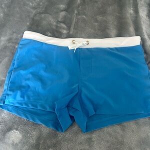 Blue Swim Shorts with White Waistband